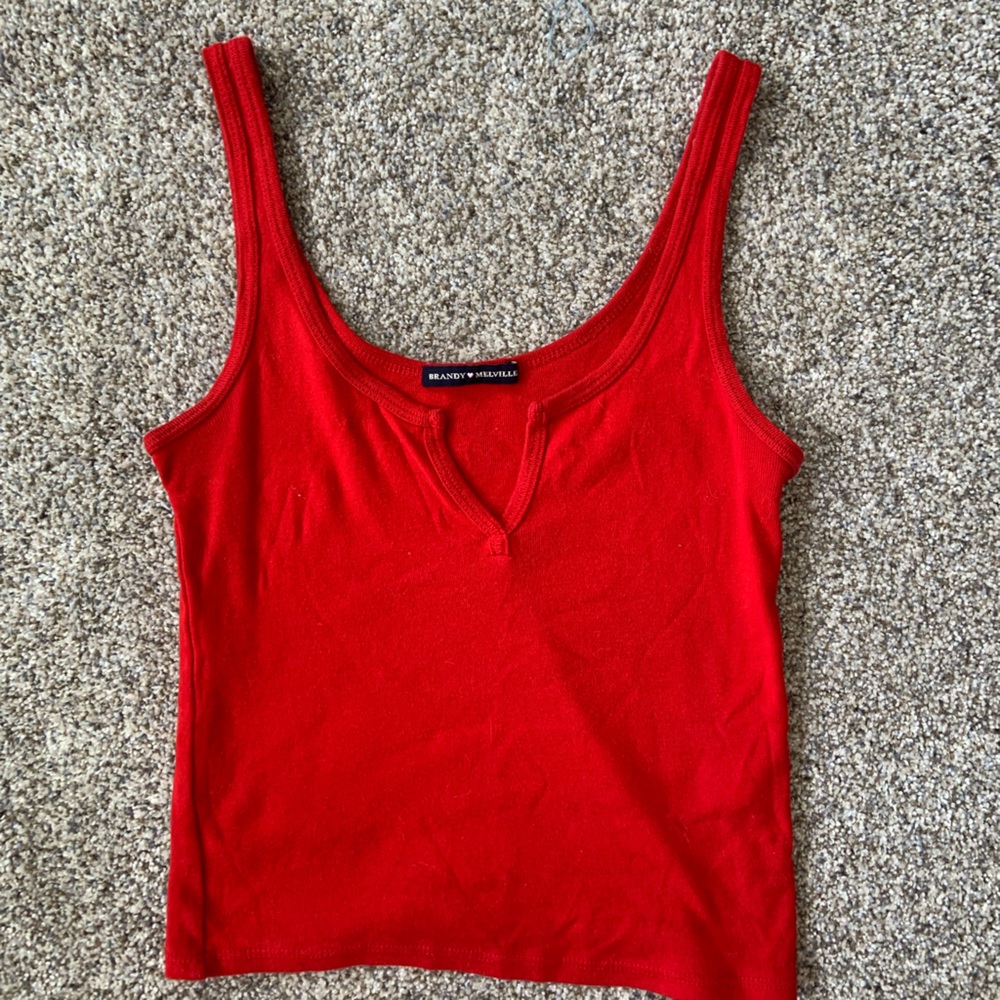 Red v neck brandy Melville tank top
